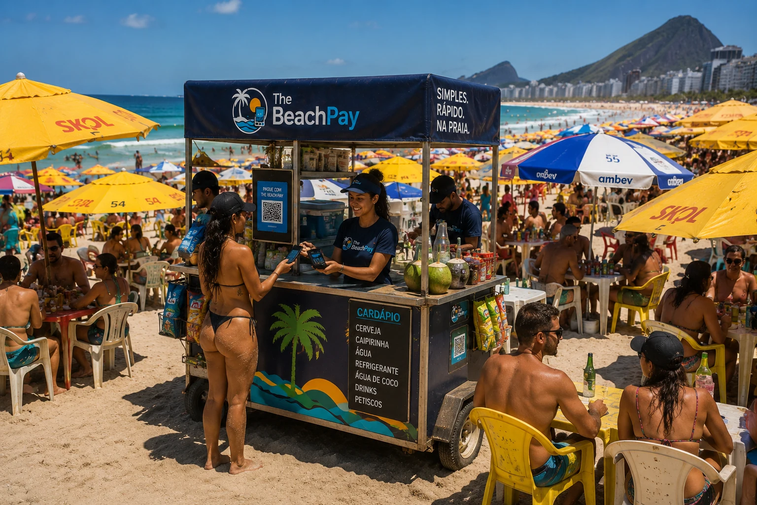 Carrinho de praia operando com The Beach Pay