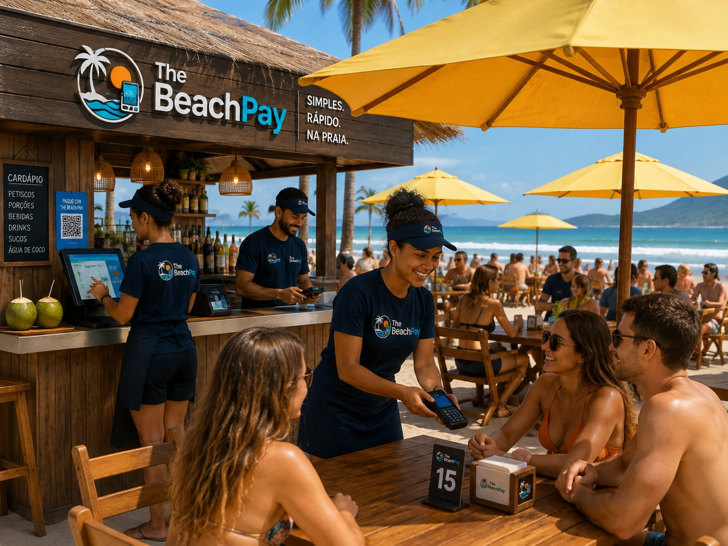 Barraca de praia em operação com The Beach Pay